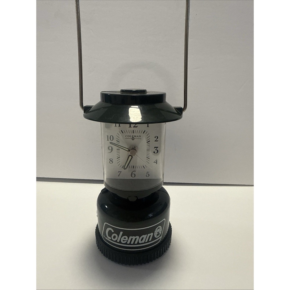 Coleman Lantern Camping Mini Light Alarm Clock Snooze Battery Operated 6" Green
